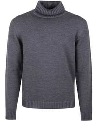 Zanone - Blauwe Wollen Coltrui - Lyst