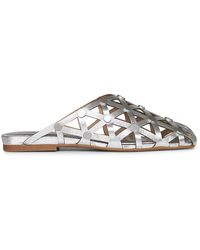 Ash - Schoenen ,Grijs ,Leer Bone Square Toe Studded Open Weave Flat Mule - Lyst