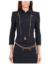 Elisabetta Franchi - Kurze elegante crêpe-jacke mit reißverschluss - Lyst
