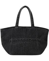 Alexander Wang - Graue Denim-Tasche Mit Geprägtem Logo - Lyst