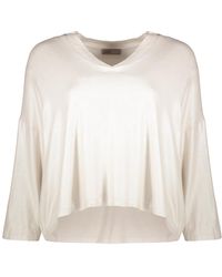 Herno - Neutrale Cropped Blouse Met Lange Mouwen - Lyst