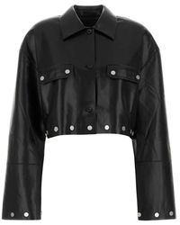 Nanushka - Jassen ,Zwart ,Zwarte Synthetisch Leren Kassie Shirt - Lyst