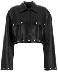 Nanushka - Jassen ,Zwart ,Zwarte Synthetisch Leren Kassie Shirt - Lyst
