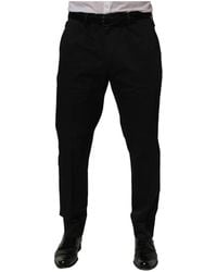 Dolce & Gabbana - Black Cotton Tapered Leg Dress Trouser Pants - Lyst