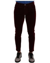 Dolce & Gabbana - Dark red cotton velvet skinny men denim jeans - Lyst