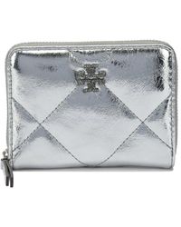 Tory Burch - Small Kira Diamond Quilt Metallic Zip-Around Geldbörse - Lyst