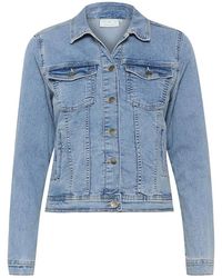 Kaffe - Jassen ,Blauw ,Denim Lichtblauwe Gewassen Denim Jack - Lyst