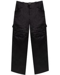 Tom Ford - Broeken ,Zwart ,Linnen Glanzende Viscose-Linnen Cargo Broek Met Wijde Pijpen - Lyst