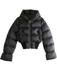 Rick Owens - Jassen ,Zwart ,Leer Hooded Down Jacket - Lyst