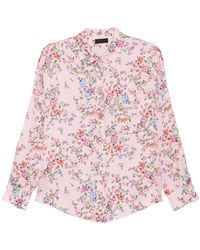Liu Jo - Overhemden ,Roze ,Satijn Floral Satijnen Shirt - Lyst