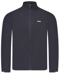 HUGO - Truien & Vesten ,Blauw ,Wol Regular Fit Cardigan Met Rits - Lyst