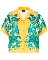 Etro - Overhemden ,Veelkleurig ,Zijden Blouse Met Geplaatste Bloemenprint - Lyst