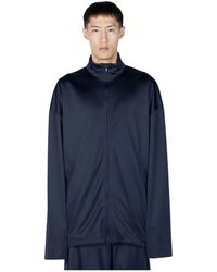 Balenciaga - Jassen ,Blauw ,Polyester Sportieve Track Jacket Met Ritssluiting - Lyst