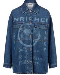 Iceberg - Regular fit jacke in indigo-fix-denim mit gelaserten grafiken - Lyst