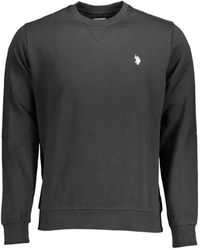 U.S. POLO ASSN. - Zwarte Katoenen Trui Met Logo Borduursel - Lyst