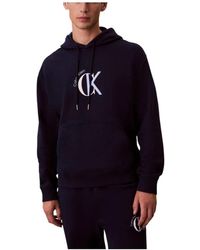 Calvin Klein - Hoodies & Sweatvesten ,Blauw ,Katoen 350 Terry Graph Hoodie - Lyst