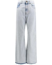 Pinko - Jeans de pierna ancha azules con cierre de botón y cremallera - Lyst