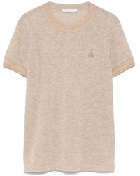 Patrizia Pepe - Beiger Lurex-Strickpullover - Lyst