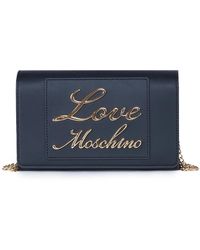 Love Moschino - Borsa a tracolla nera con logo in metallo - Lyst