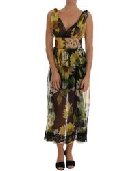 Dolce & Gabbana Sunflower Floral Lace Dress - Geel