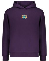 Herno - Hoodies & Sweatvesten ,Paars ,Katoen Geribbelde Hooded Katoenen Sweater - Lyst