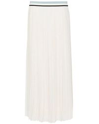 Moncler - Rokken ,Wit ,Katoen Witte Georgette Geplooide Lange Rok - Lyst