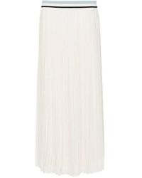 Moncler - Rokken ,Wit ,Katoen Witte Georgette Geplooide Lange Rok - Lyst
