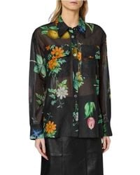 Paul Smith - Overhemden ,Veelkleurig ,Katoen Voile Katoen & Zijde Bloemige Blouse - Lyst