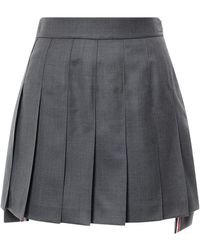 Thom Browne - Grijze Wollen Rok Met Asymmetrische Onderkant - Lyst
