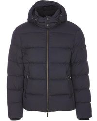 Moorer - Jassen ,Blauw ,Polyester Stijlvolle Jassen Voor Europese Mode - Lyst