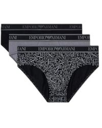 Emporio Armani - Drie-Pack Slips Met Core Logo Tailleband - Lyst