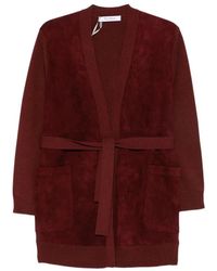 Max Mara - Truien & Vesten ,Rood ,Suède Soliveto Cardigan - Lyst