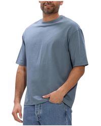 SELECTED - Tops ,Blauw ,Katoen Polo's & T-Shirts Slhrelaxaspen 2-Ply Ss O-Neck Noos - Lyst