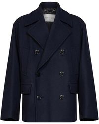 Dries Van Noten - Jassen ,Blauw ,Wol Oversized Double-Breasted Wolmix Jas - Lyst