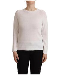 Alpha Studio - Witte Katoenen Crewneck Sweater - Lyst