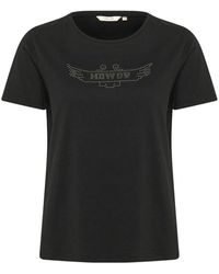 Cream - Schwarzes Strass-T-Shirt Top Howdy - Lyst