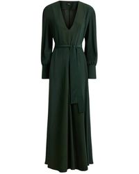 Kiton - Kleedjes ,Groen ,Elegante Lange Zijden Jurk - Lyst
