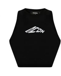 DSquared² - Tops ,Zwart ,Katoen Mouwloze Cropped Top - Lyst