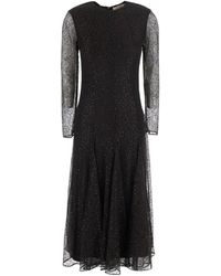 Twinset - Kleedjes ,Zwart ,Jurk Met V-Hals En Lange Mouwen - Lyst