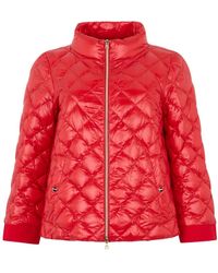 Herno - Jassen ,Rood ,Rode Gewatteerde Jas Met Hoge Kraag - Lyst