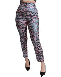 Dolce & Gabbana - Patterned cropped high waist pants - Lyst