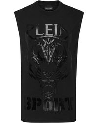 Philipp Plein - Fitness ,Zwart ,Katoen Tank Top Tiger - Lyst