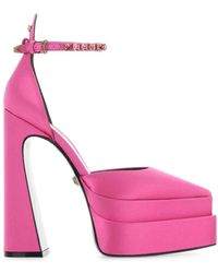 Versace - Zapatos de tacón de seda satinada - Lyst