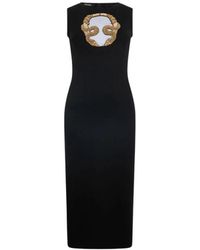 Roberto Cavalli - Kleedjes ,Zwart ,Polyester Embroidered Dress - Lyst