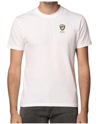 Blauer - Tops ,Wit ,Katoen Wit Nypd Logo T-Shirt Met Korte Mouwen - Lyst
