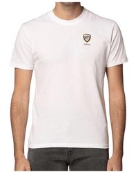 Blauer - Tops ,Wit ,Katoen Wit Nypd Logo T-Shirt Met Korte Mouwen - Lyst