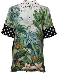 Dolce & Gabbana - Bunt Seiden Kragen Hemd Top - Lyst