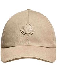 Moncler - Accessoires ,Katoen Leren Logo Katoenen Gabardine Baseballpet - Lyst
