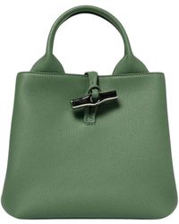 Longchamp - Leren Tas Met Handvat En Knevelsluiting - Lyst