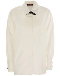 Max Mara - Witte Overhemd Met Lange Mouwen En Strik - Lyst